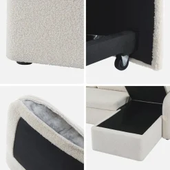 3-Sitzer Schlafsofa mit cremefarbenem Bouclé-Bezug