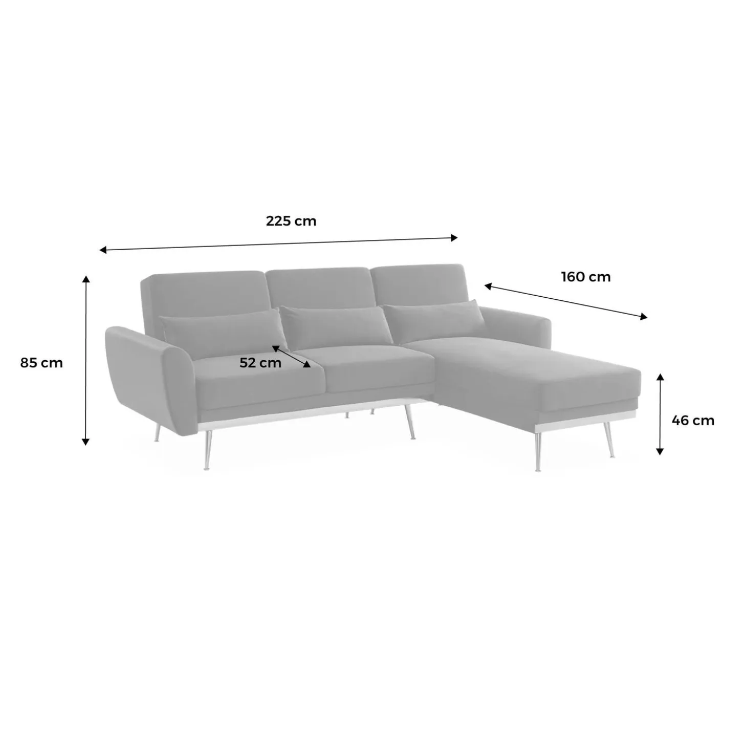 3-Sitzer Schlafsofa mit Recamiere