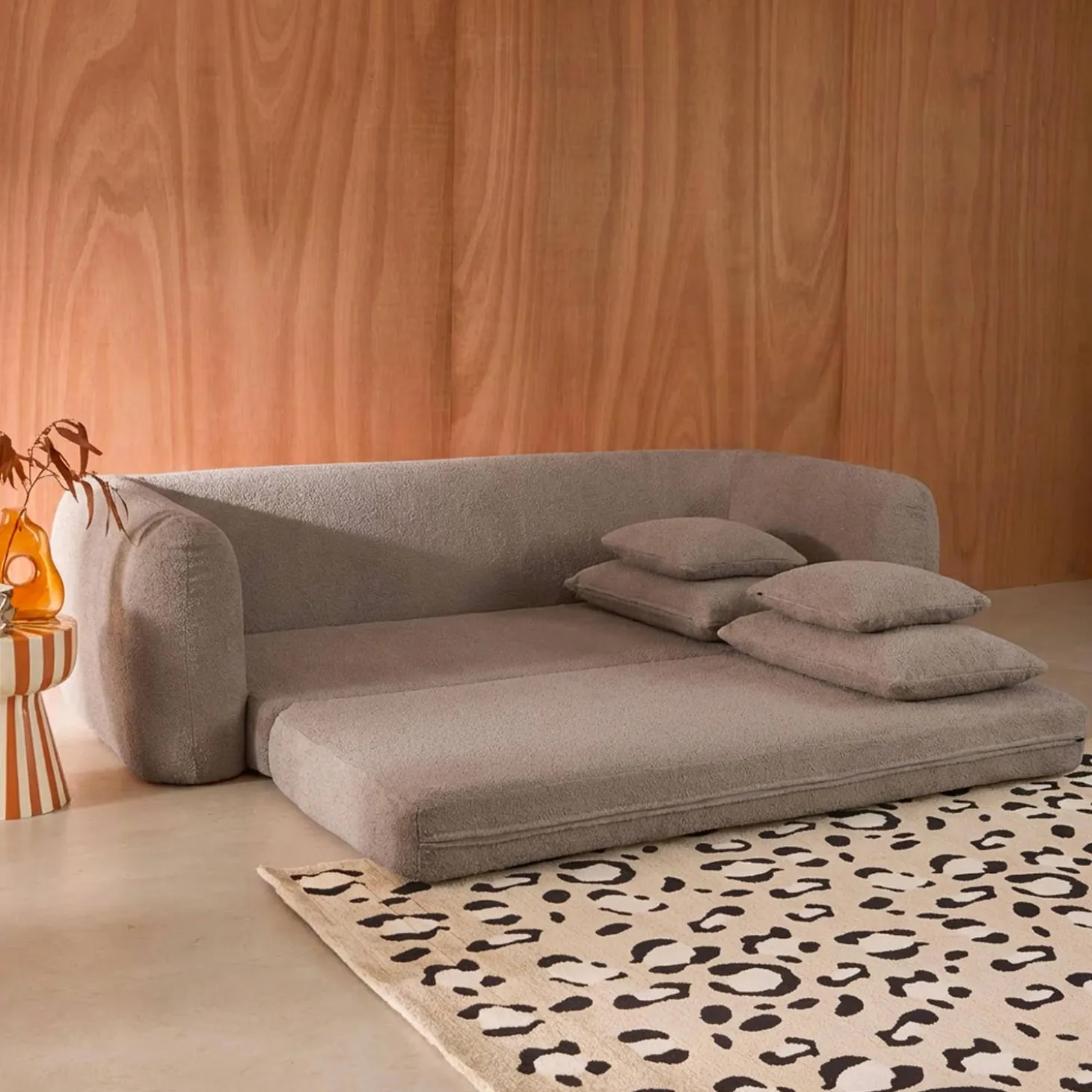 3-Sitzer-Schlafsofa mit strukturiertem Bouclé-Bezug