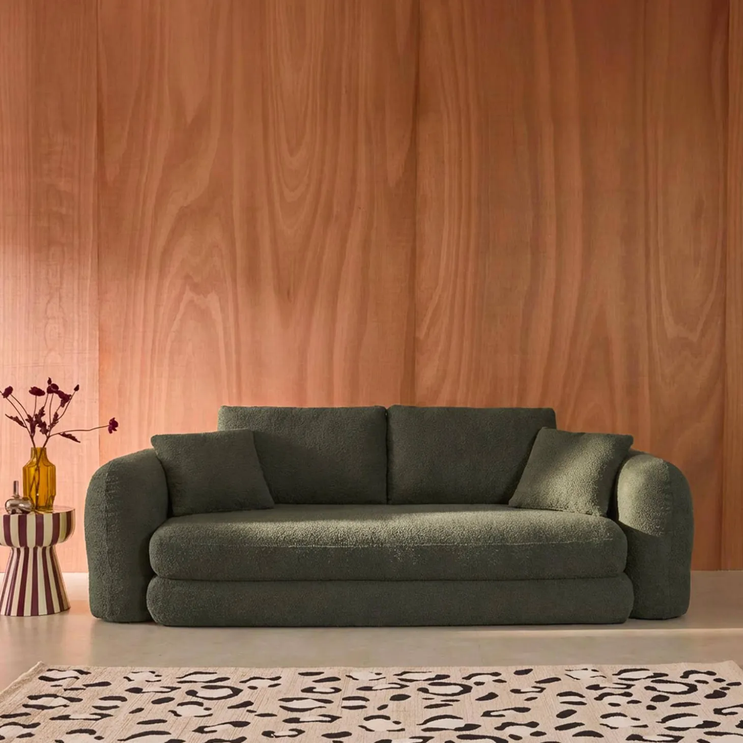 3-Sitzer-Schlafsofa mit strukturiertem Bouclé-Bezug