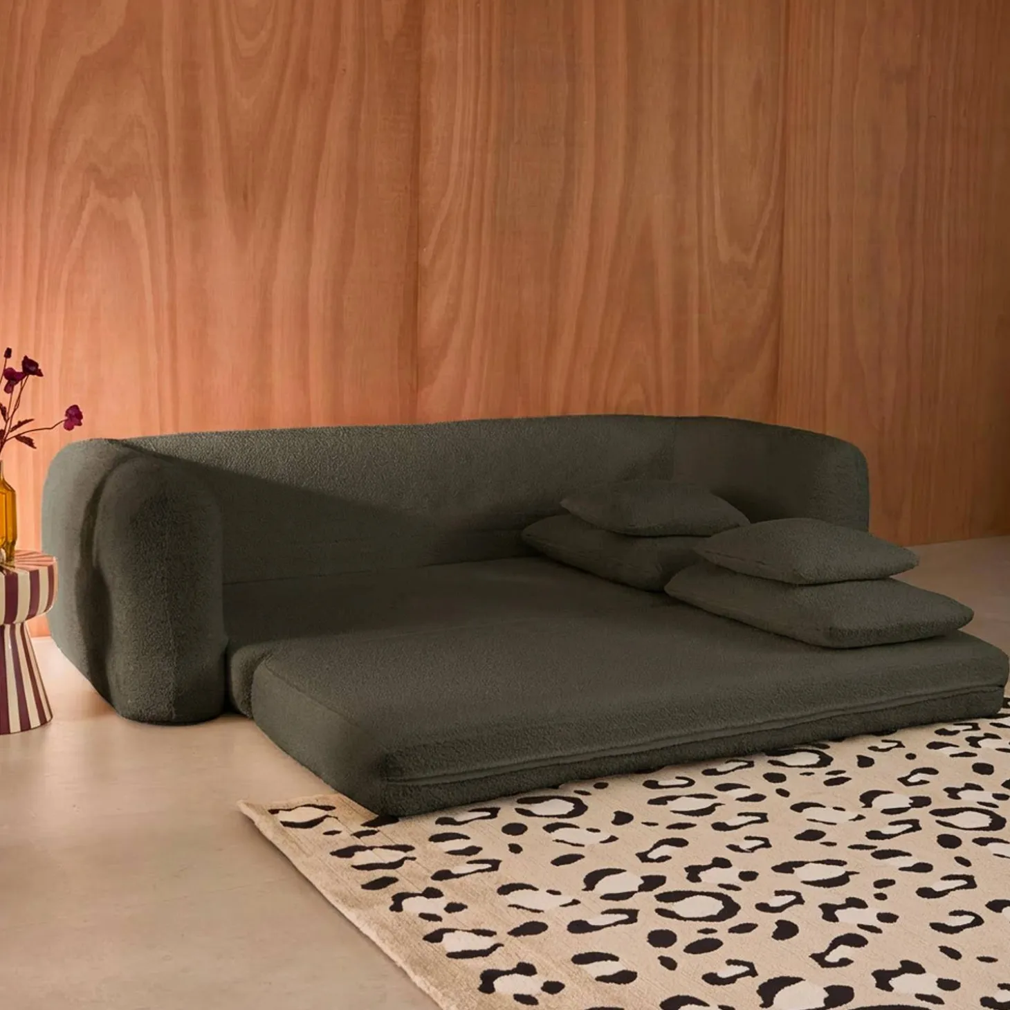 3-Sitzer-Schlafsofa mit strukturiertem Bouclé-Bezug