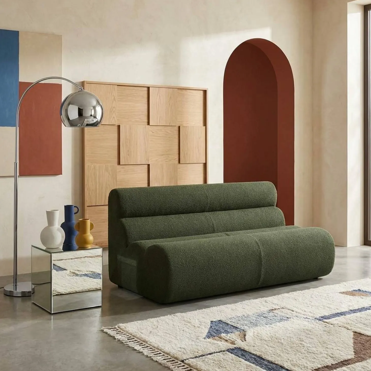 2-Sitzer Sessel mit strukturiertem Bouclé-Bezug