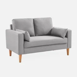 2-Sitzer Sofa, Bezug aus Polyester, Füße aus Holz
