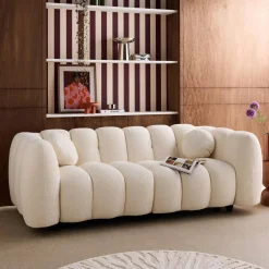 3-Sitzer-Sofa im Muscheldesign mit Bouclé-Bezug