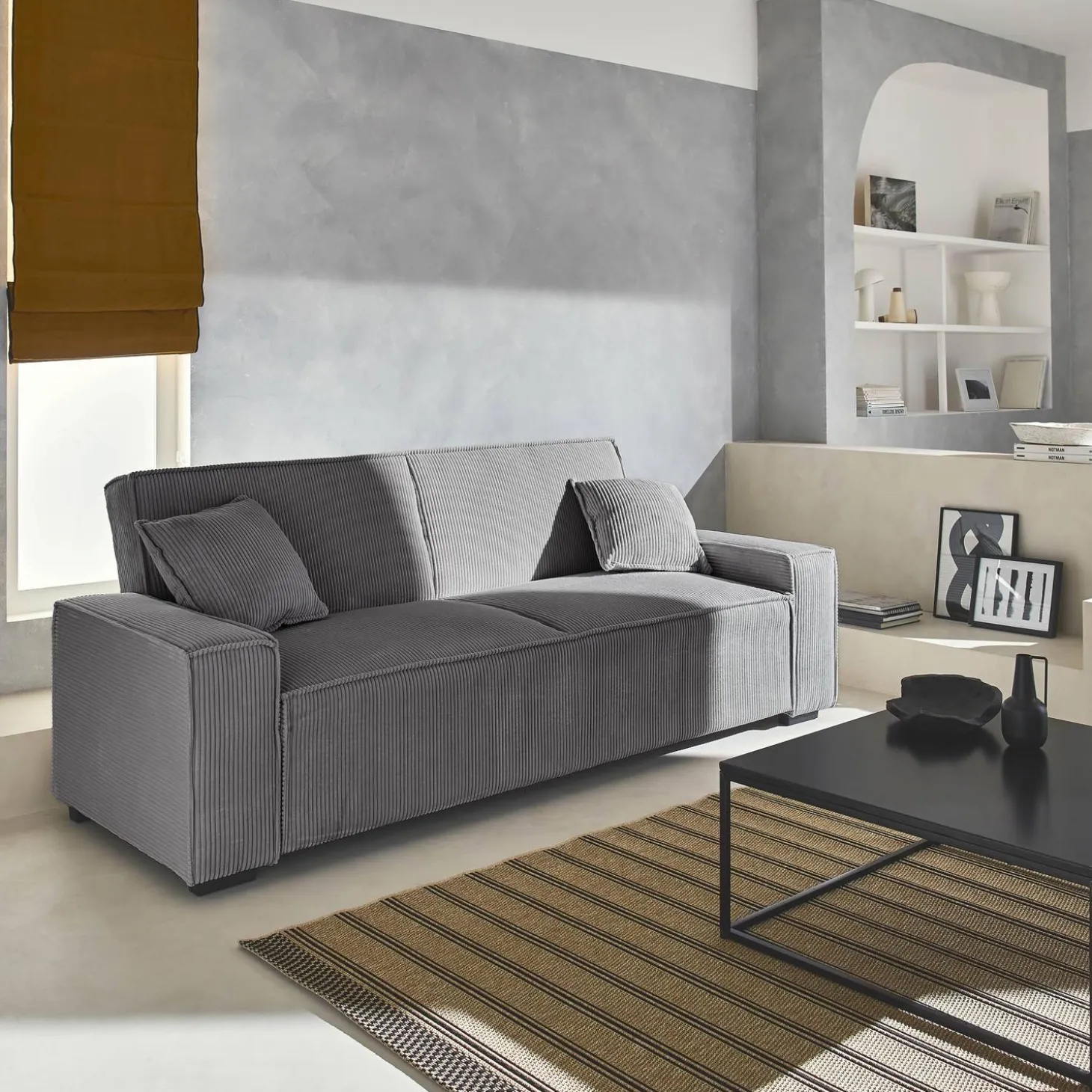 3-Sitzer-Sofa mit Schlaffunktion und Cordbezug