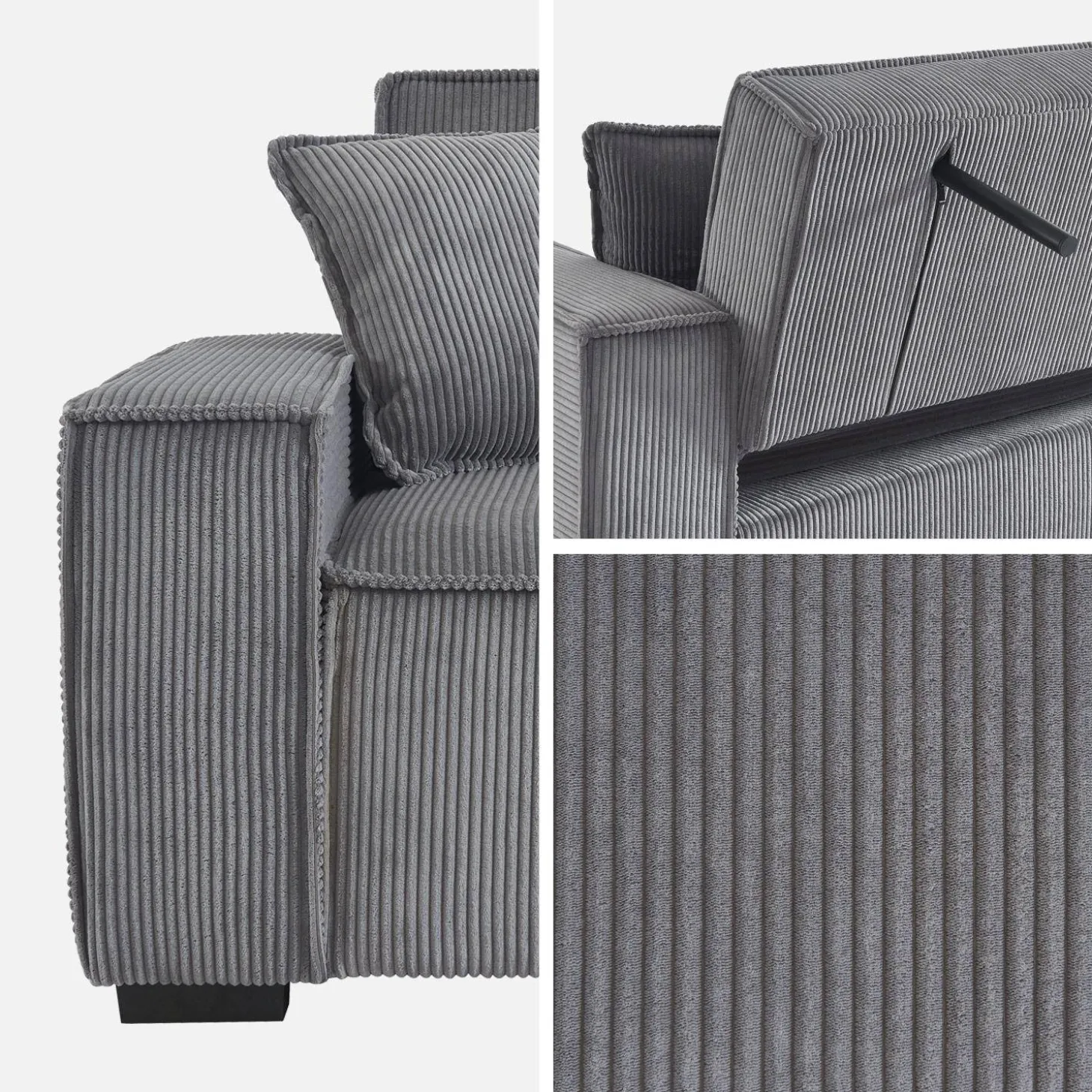 3-Sitzer-Sofa mit Schlaffunktion und Cordbezug
