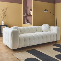3-Sitzer-Sofa mit strukturiertem und kapitoniertem Bouclé-Bezug