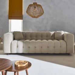 3-Sitzer-Sofa mit strukturiertem und kapitoniertem Bouclé-Bezug
