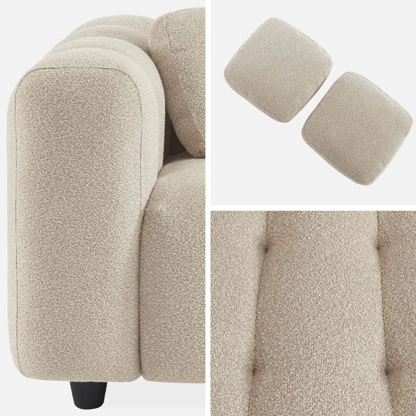 3-Sitzer-Sofa mit strukturiertem und kapitoniertem Bouclé-Bezug