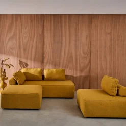 2-Sitzer Sofa und 2 Sessel mit Bouclé-Bezug für ein modulares Sofa