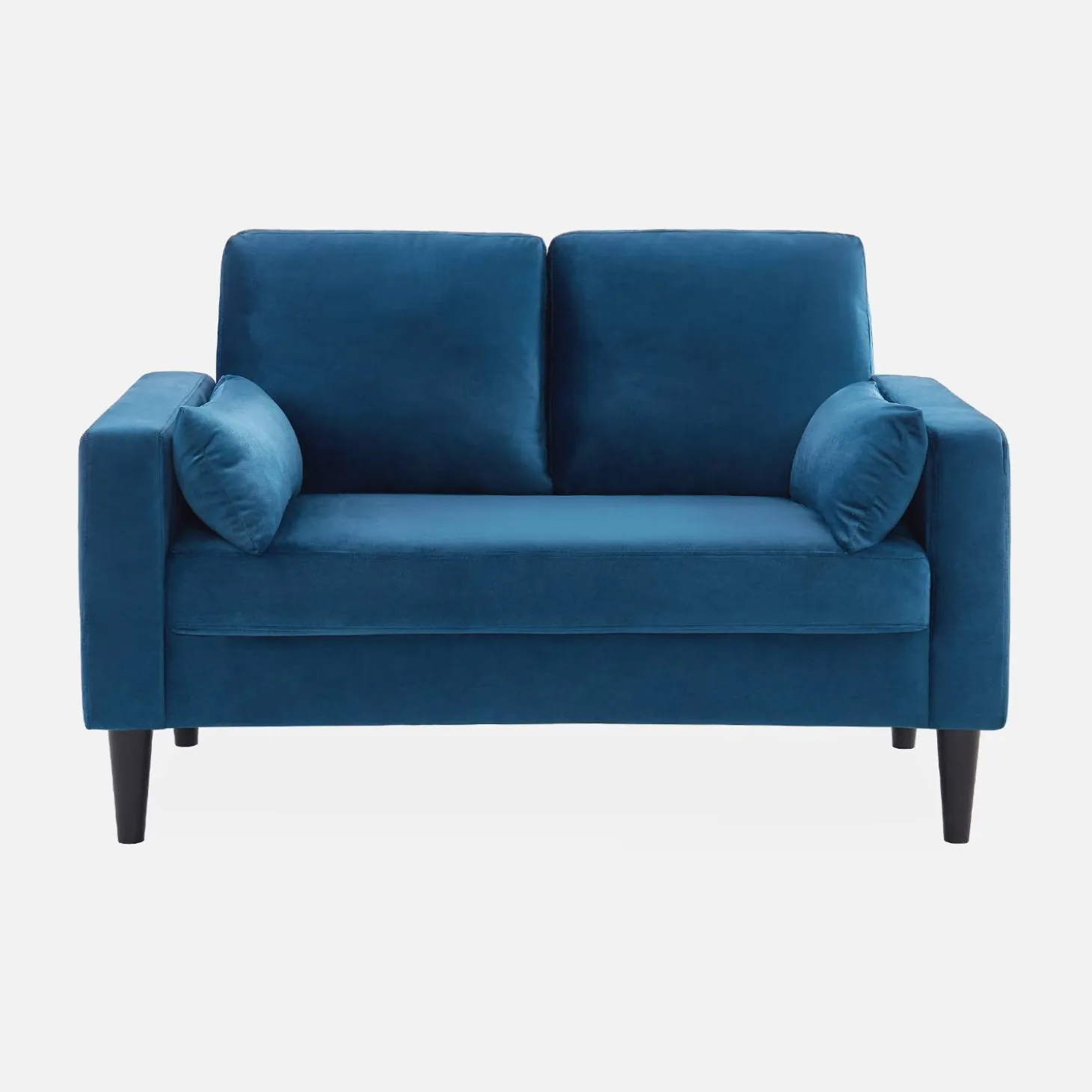 2-Sitzer-Vintage-Sofa mit Samt und Füßen aus Hevea-Holz
