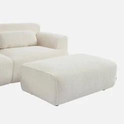 Sitzhocker, Fußhocker mit Bouclébezug für 3-Sitzer-Sofa Wallas