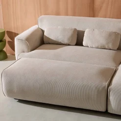Sitzhocker, Fußhocker mit Cordbezug für 2-Sitzer Ecksofa Wallas