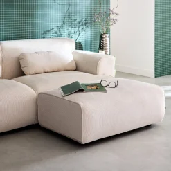 Sitzhocker, Fußhocker mit Cordbezug für 3-Sitzer-Sofa Wallas