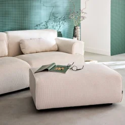 Sitzhocker, Fußhocker mit Cordbezug für 3-Sitzer-Sofa Wallas