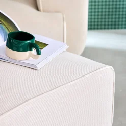 Sitzhocker, Fußhocker mit Cordbezug für 2-Sitzer-Sofa Wallas