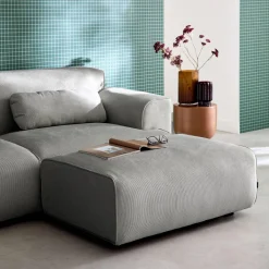 Sitzhocker, Fußhocker mit Cordbezug für 3-Sitzer-Sofa Wallas