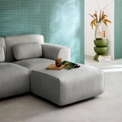 Sitzhocker, Fußhocker mit Cordbezug für 2-Sitzer-Sofa Wallas