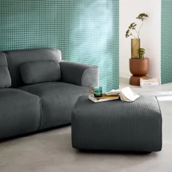 Sitzhocker, Fußhocker mit Cordbezug für 2-Sitzer-Sofa Wallas