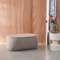 Sitzhocker, Fußhocker mit strukturierem Bouclé-Bezug für den Sessel Boni