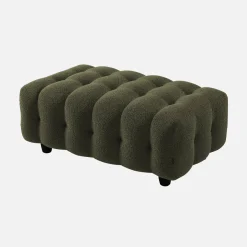 Sitzhocker Fußhocker mit strukturiertem Bouclébezug für 3-Sitzer Ecksofa Leon