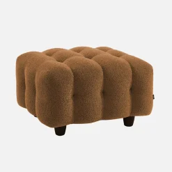 Sitzhocker Fußhocker mit strukturiertem Bouclébezug für 3-Sitzer Sofa Leon