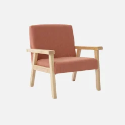 Skandinavischer Kindersessel aus Cord und Hevea-Holz