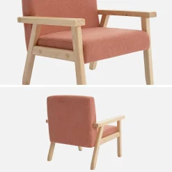 Skandinavischer Kindersessel aus Cord und Hevea-Holz