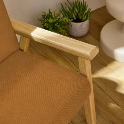 Skandinavischer Kindersessel aus Cord und Hevea-Holz