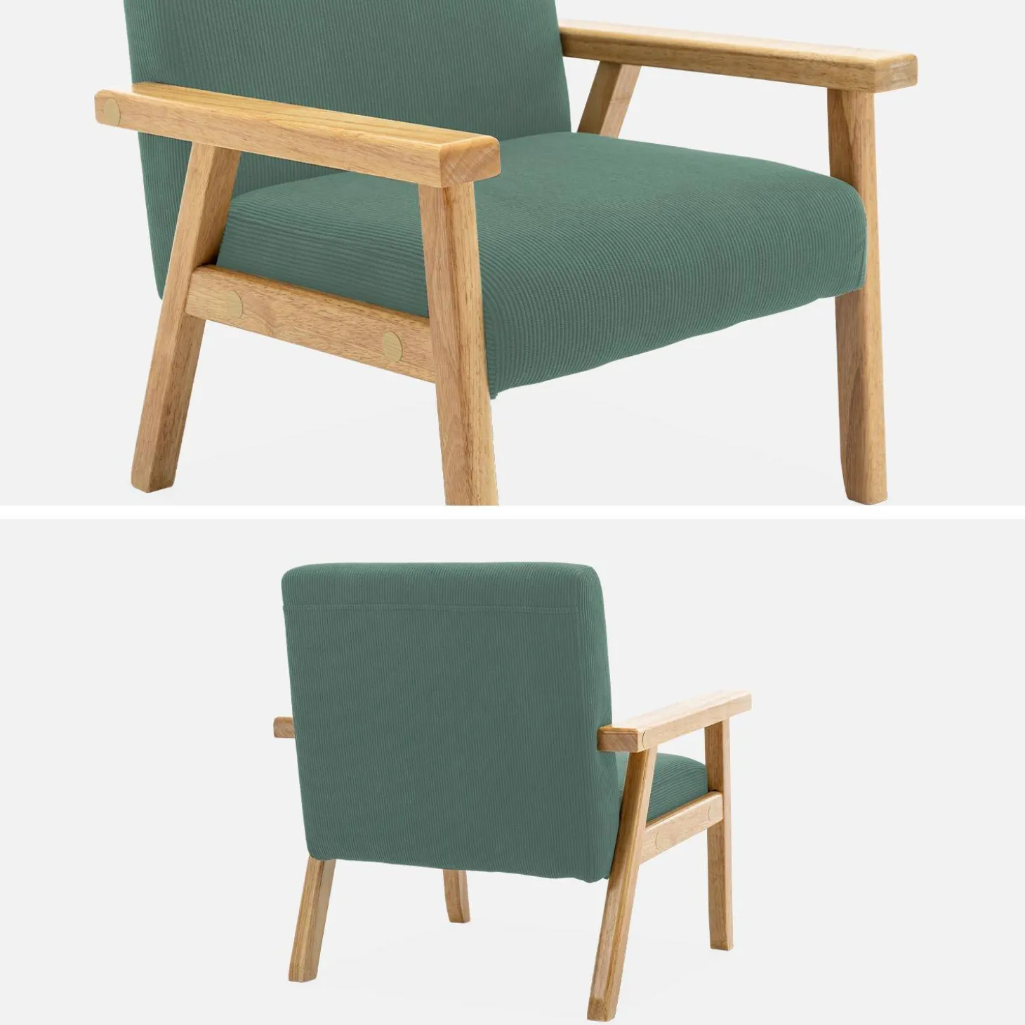 Skandinavischer Kindersessel aus Cord und Hevea-Holz