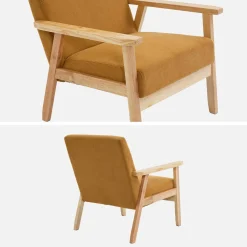 Skandinavischer Sessel aus Holz und Cord