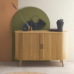 Skandinavisches Sideboard mit 2 Schiebetüren, 120 cm