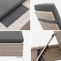 Sonnenliege mit Kunststoffgeflecht, Polyester, 5-fach verstellbar