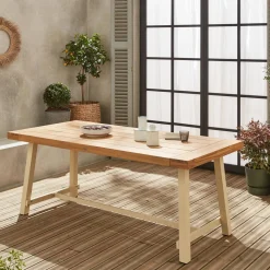 Tisch für Indoor/Outdoor aus Holz und Metall, 190 cm, 6-8 Plätze