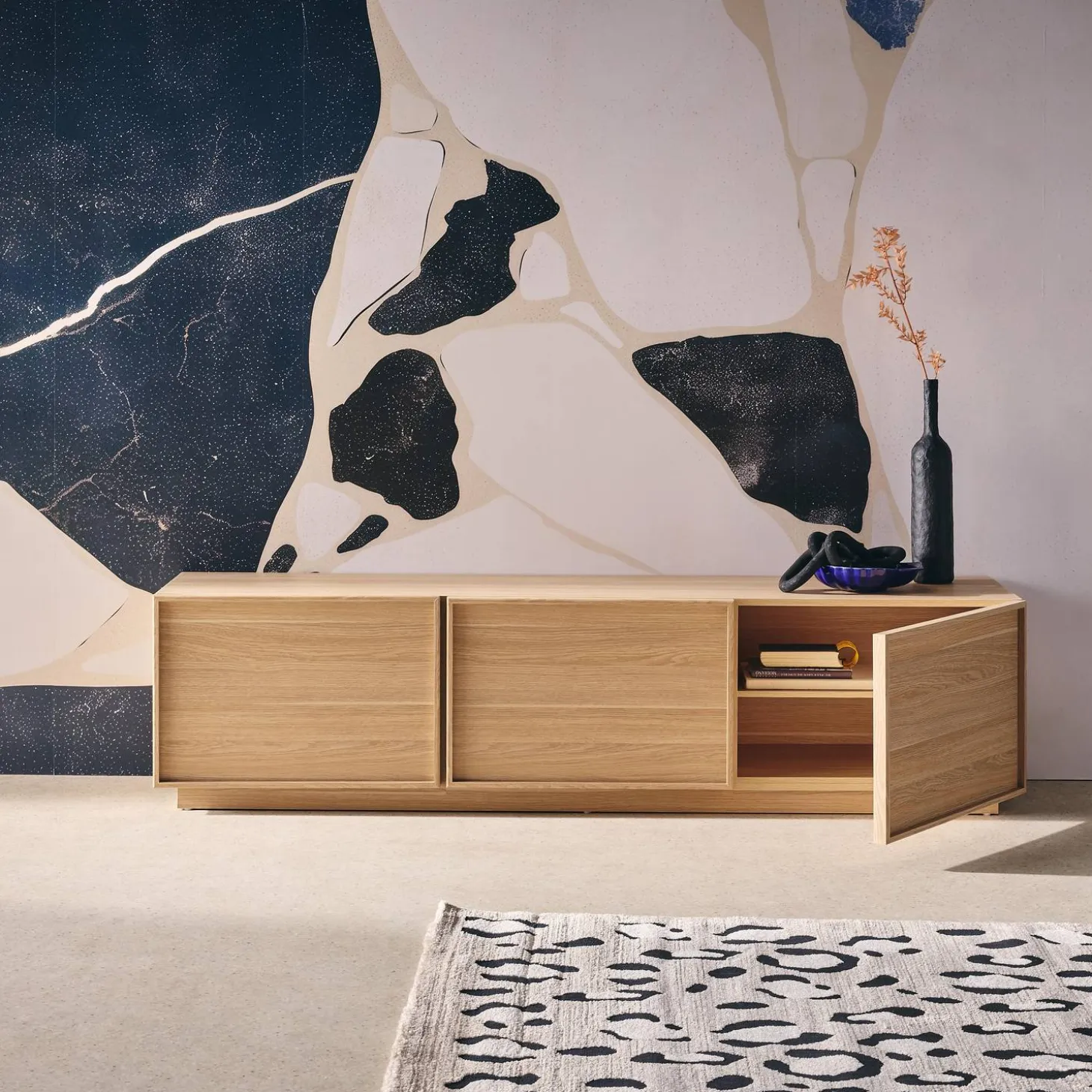 TV-Möbel Holzdekor 3 Türen 140 cm