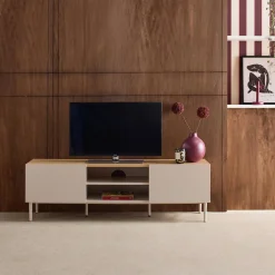 TV-Möbel Metall und Holzdekor 2 Türen 140cm