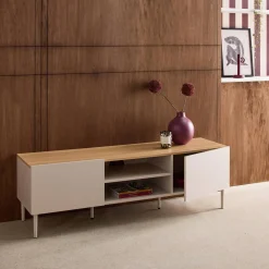 TV-Möbel Metall und Holzdekor 2 Türen 140cm