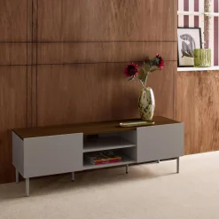 TV-Möbel Metall und Holzdekor 2 Türen 140cm