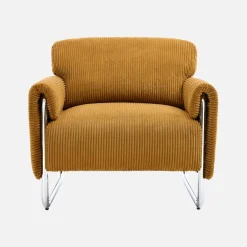 Vintage-Sessel mit Cordbezug und verchromtem Gestell