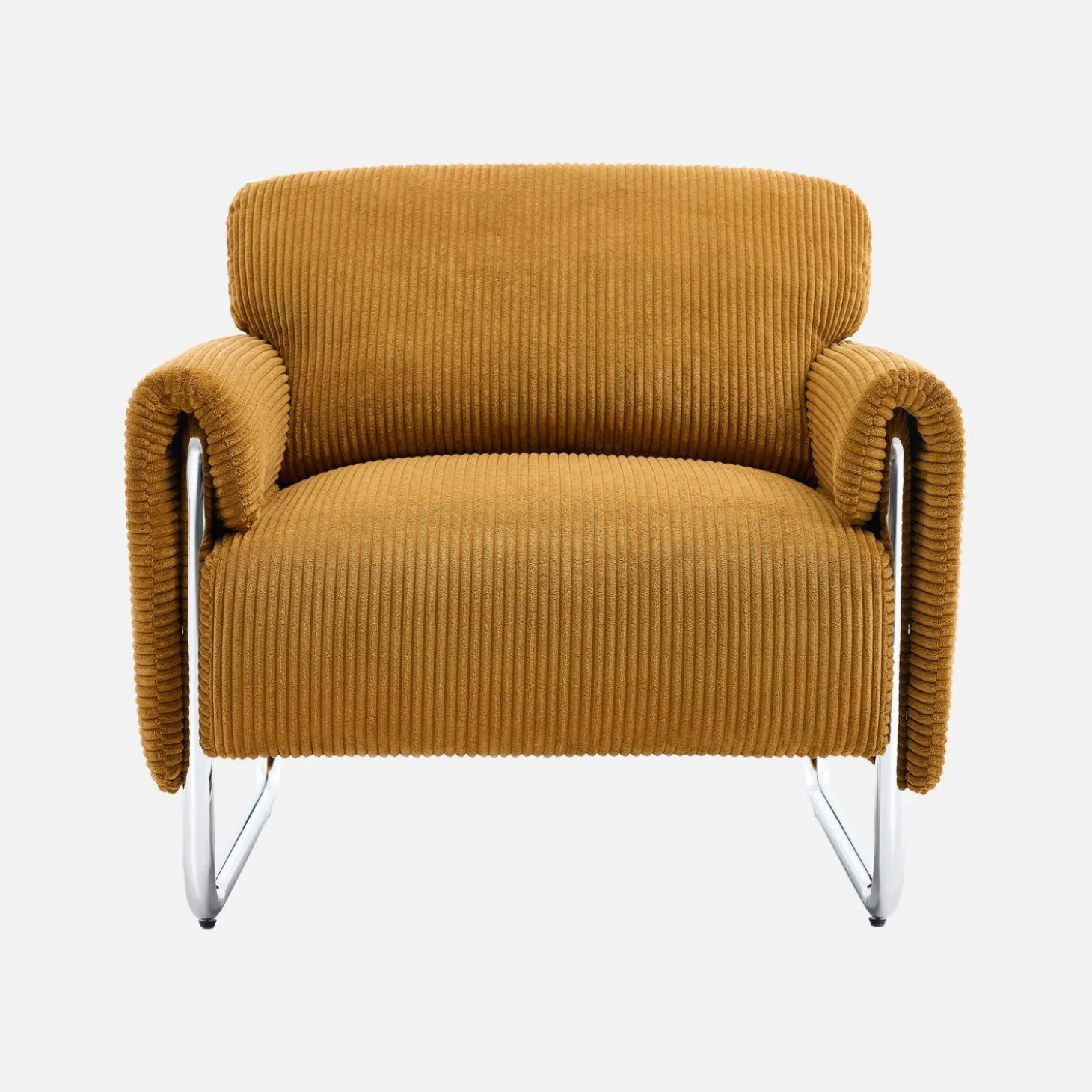 Vintage-Sessel mit Cordbezug und verchromtem Gestell