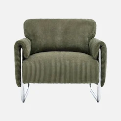 Vintage-Sessel mit Cordbezug und verchromtem Gestell