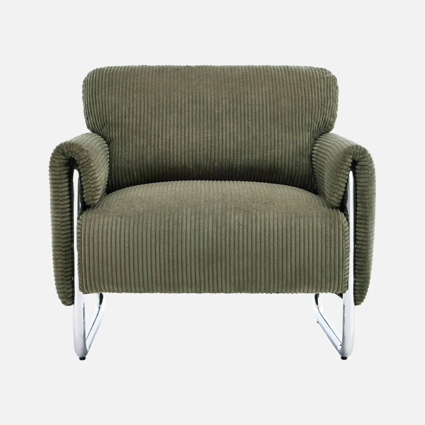 Vintage-Sessel mit Cordbezug und verchromtem Gestell