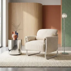 Vintage-Sessel mit Cordbezug und verchromtem Gestell
