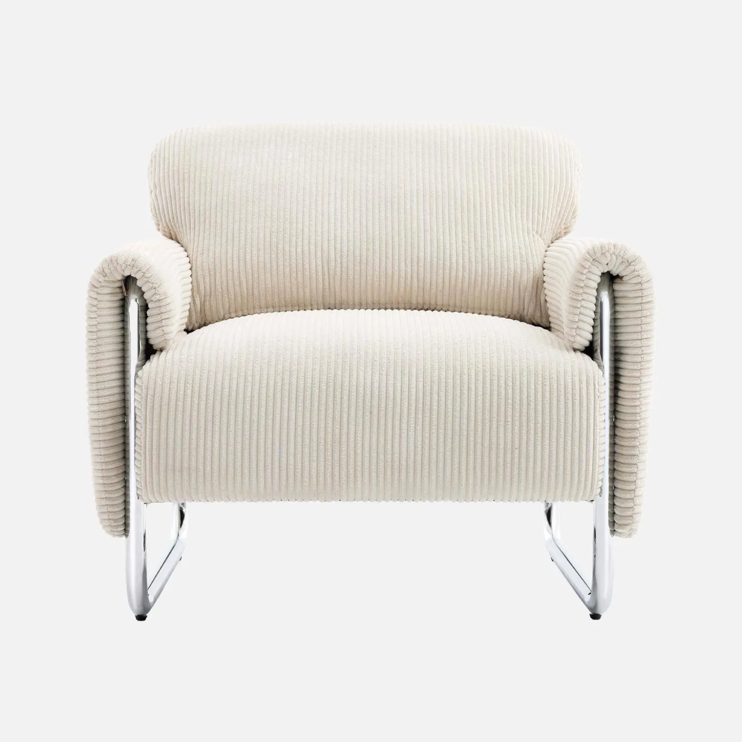Vintage-Sessel mit Cordbezug und verchromtem Gestell