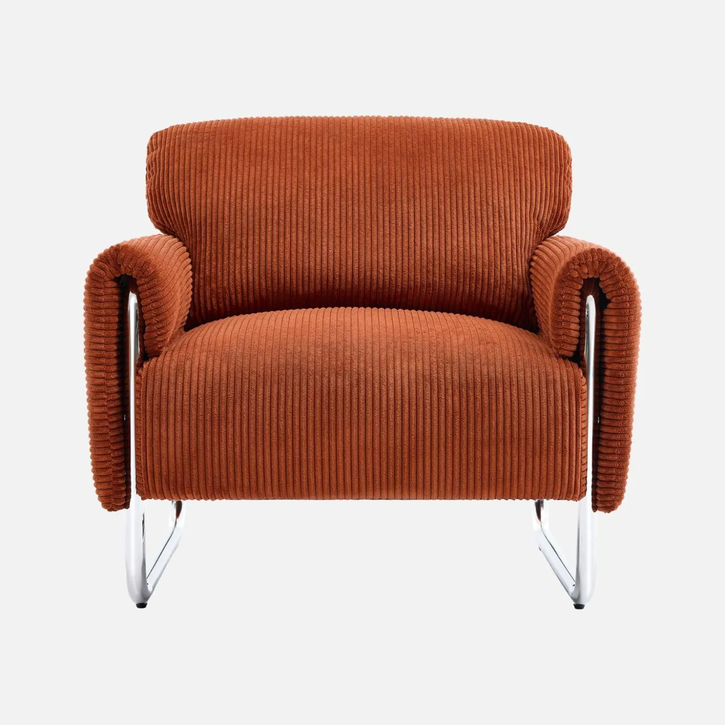 Vintage-Sessel mit Cordbezug und verchromtem Gestell