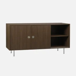 Vintage-Sideboard mit Holzdekor und Edelstahl, 2 Türen, 150cm