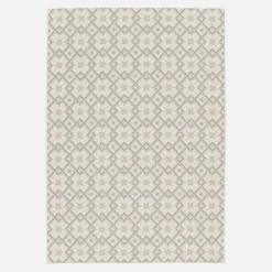 Vintage-Teppich Creme Beige Grün für drinnen/draußen