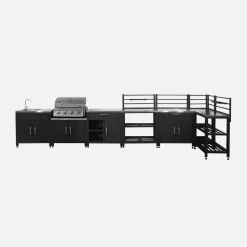 Vollständige Außenküche 7 Elemente + Gasgrill + Schutzhülle