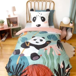 Wendebettwäsche aus Mikrofaser mit Panda-Druck, 1 Platz, 140 x 200 cm