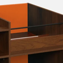 Zweifarbiger Vintage XL Schallplattenschrank mit Holzdekor und farbigem Hintergrund 130cm